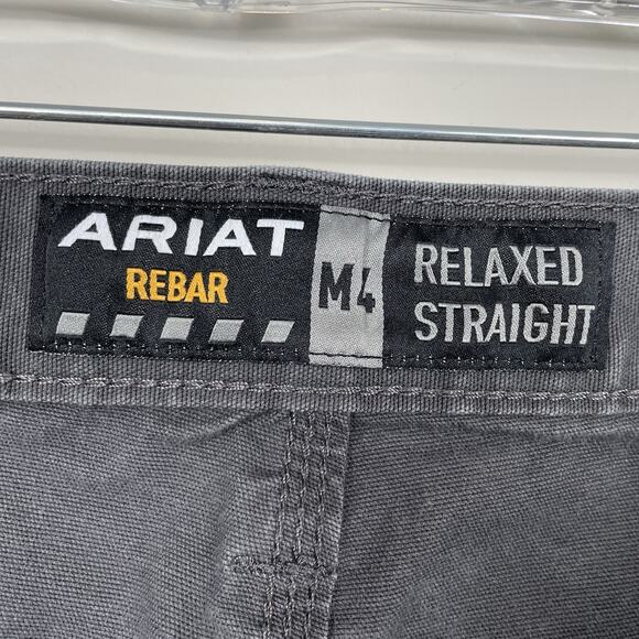 Ariat Rebar M4 Pants Mens 44x30 Gray Canvas Relaxed Straight Utility Workwear - Picture 3 of 14